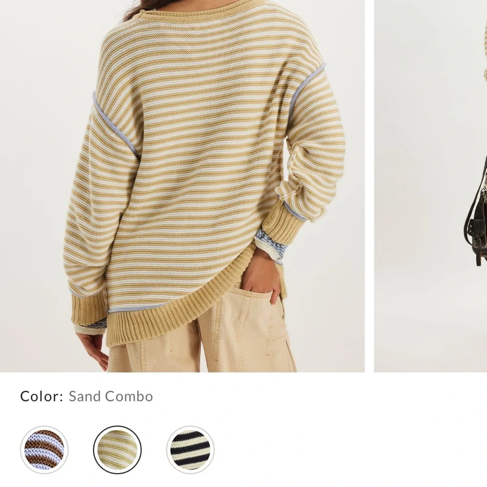 We The Free Yellow and White Striped Sweater - Picture 3 of 3